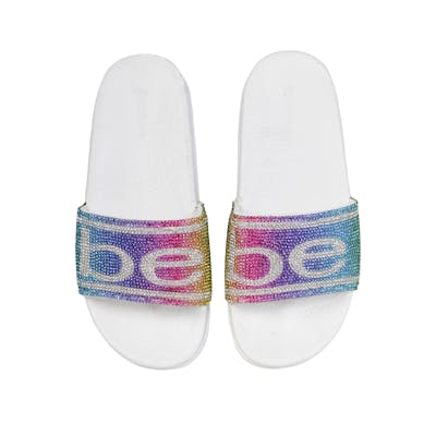 Girls' Slide Sandals - White/Multi, Sizes Small-XL