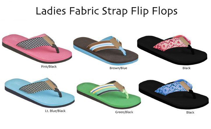 womens fabric strap flip flops