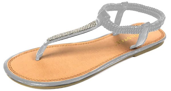 silver t strap sandals flat