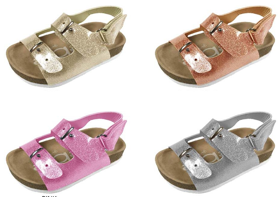 Toddler Girls' Glitter Vinyl Strap Sandals Assorted Colors, 510