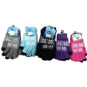 Women's Snowflake Texting Gloves, Assorted