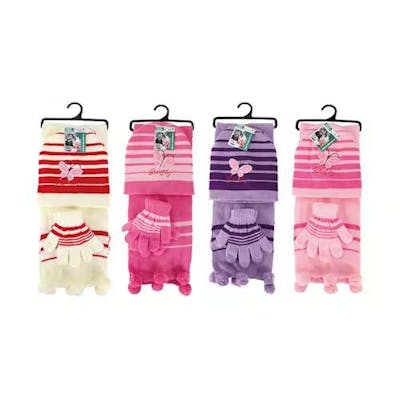 Girls' Hat, Gloves and Scarf 3-Piece Sets - Assorted pack