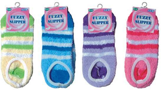 Fuzzy Slipper Socks - Assorted, 144 Count