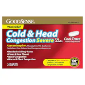 Cold & Head Congestion Severe Caplets - Cool Taste,  24 Ct