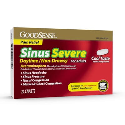 Sinus Severe Caplets - 24 Pack, Non-Drowsy