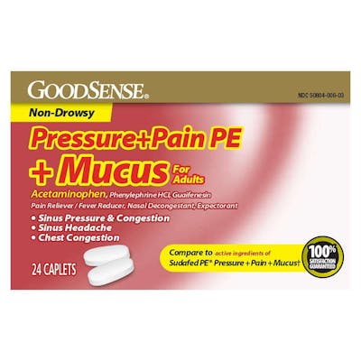 Non-Drowsy Pressure + Pain PE + Mucus Caplets - 24 Caplets