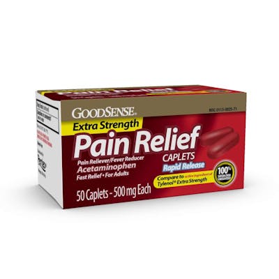Pain Relief Extra Strength Caplets - 500 mg, Rapid Release, 50 Count