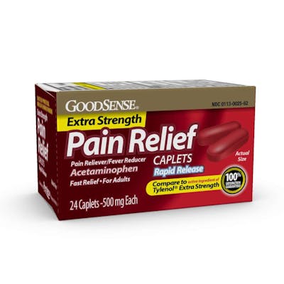 Pain Relief Caplets - 500 mg, Rapid Release, 24 Count