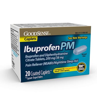 Ibuprofen PM Coated Caplets - 20 Count