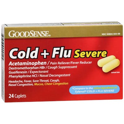 GoodSense Severe Cold + Flu Caplets - 24/Box