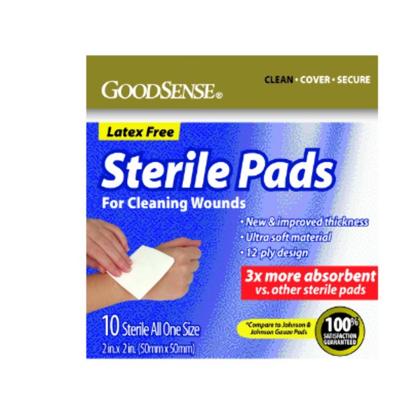Wholesale GoodSense 2"x 2" Sterile Pads 10 Count, 12Ply