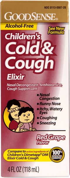 wholesale goodsense children s cold cough elixir red grape 4 oz sku 966688 dollardays