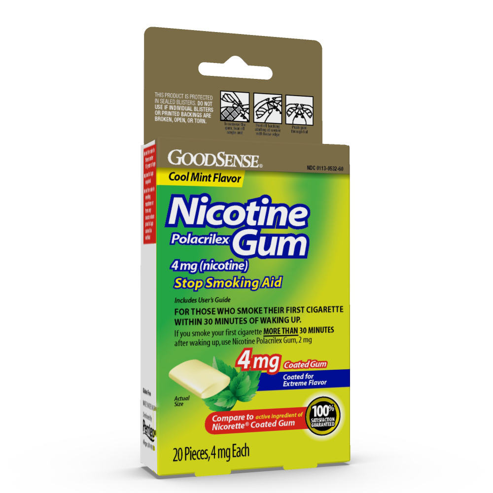 Wholesale GoodSense Nicotine Gum 4 mg, Mint, 20 Pack