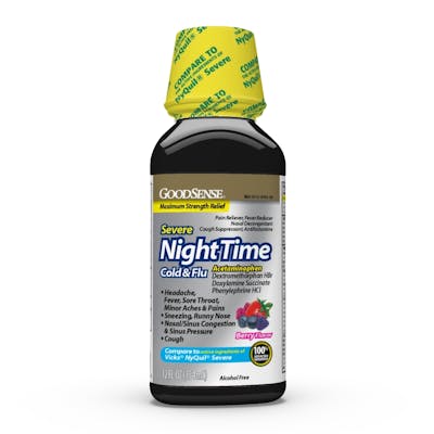 Nighttime Cold &amp; Flu Medicine - Severe, 12 oz