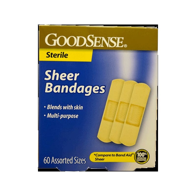 GoodSense Sheer Adhesive Bandages - 60 Count  Assorted Sizes