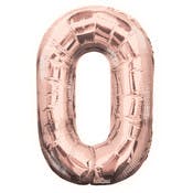 Mylar Number 0 Balloons - Rose Gold, 34"