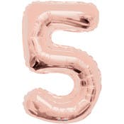 Mylar Number 5 Balloons - Rose Gold, 34"