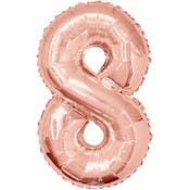 Mylar Number 8 Balloons - Rose Gold, 34"