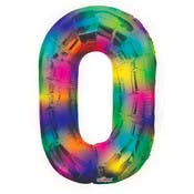 Mylar Number 0 Balloons - Rainbow, 34"