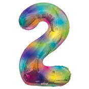 Mylar Number 2 Balloons - Rainbow, 34"