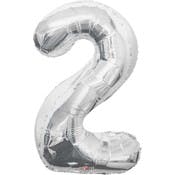 34" Mylar Number 2 Balloons - Silver