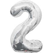 Mylar Number 2 Balloons - Silver, 34"