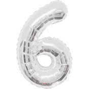 34" Mylar Number 6 Balloons - Silver