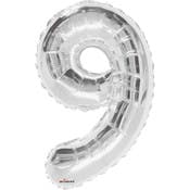 Mylar Number 9 Balloons - Silver, 34"