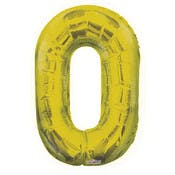 Mylar Numbers 0 Balloons - Gold, 34"