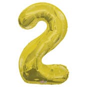 Mylar Number 2 Balloons - Gold, 34"