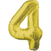 Mylar Number 4 Balloons - Gold, 34"