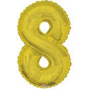 Mylar Number 8 Balloons - Gold, 34"