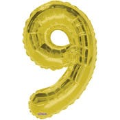 Mylar Number 9 Balloons - Gold, 34"