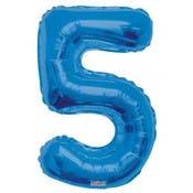 Mylar Number 5 Balloons - Blue, 34"