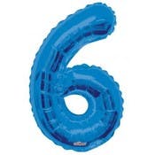 34" Mylar Number 6 Balloons - Blue