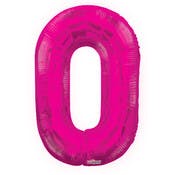Mylar Number 0 Balloons - Pink, 34"