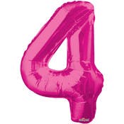 Mylar Number 4 Balloons - Pink, 34"