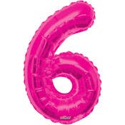 Mylar Number 6 Balloons - Pink, 34"