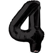 Mylar Number 4 Balloons - Black, 34"