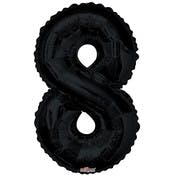 Mylar Number 8 Balloons - Black, 8"