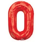 Mylar Number 0 Balloons - Red, 34"
