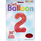 34" Mylar Number 2 Balloons - Red