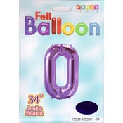 Mylar Number 0 Balloons - Purple, 34"