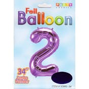 Mylar Number 2 Balloons - Purple, 34"