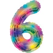 Mylar Number 6 Balloons - Rainbow, 34"