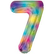 Mylar Number 7 Balloons - Rainbow, 34"