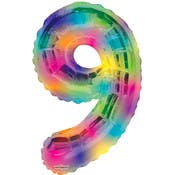 Mylar Number 9 Balloons - Rainbow, 34"