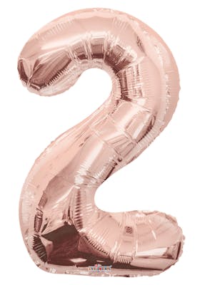 34" Mylar Number 2 Balloons - Rose Gold