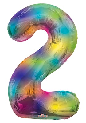 34" Mylar Number 2 Balloon - Rainbow