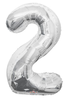 34" Mylar Number 2 Balloons - Silver
